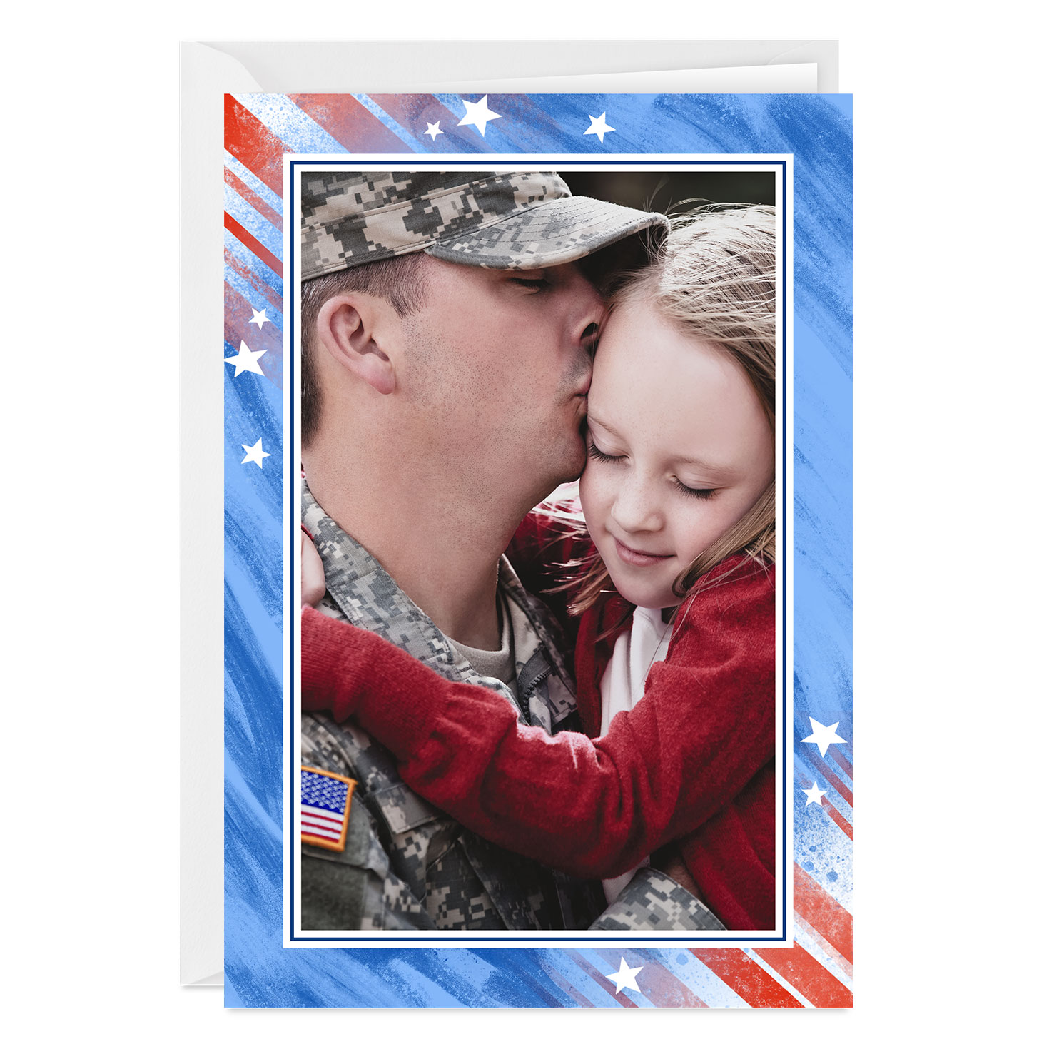 Red, White and Blue Patriotic Folded Photo Card 