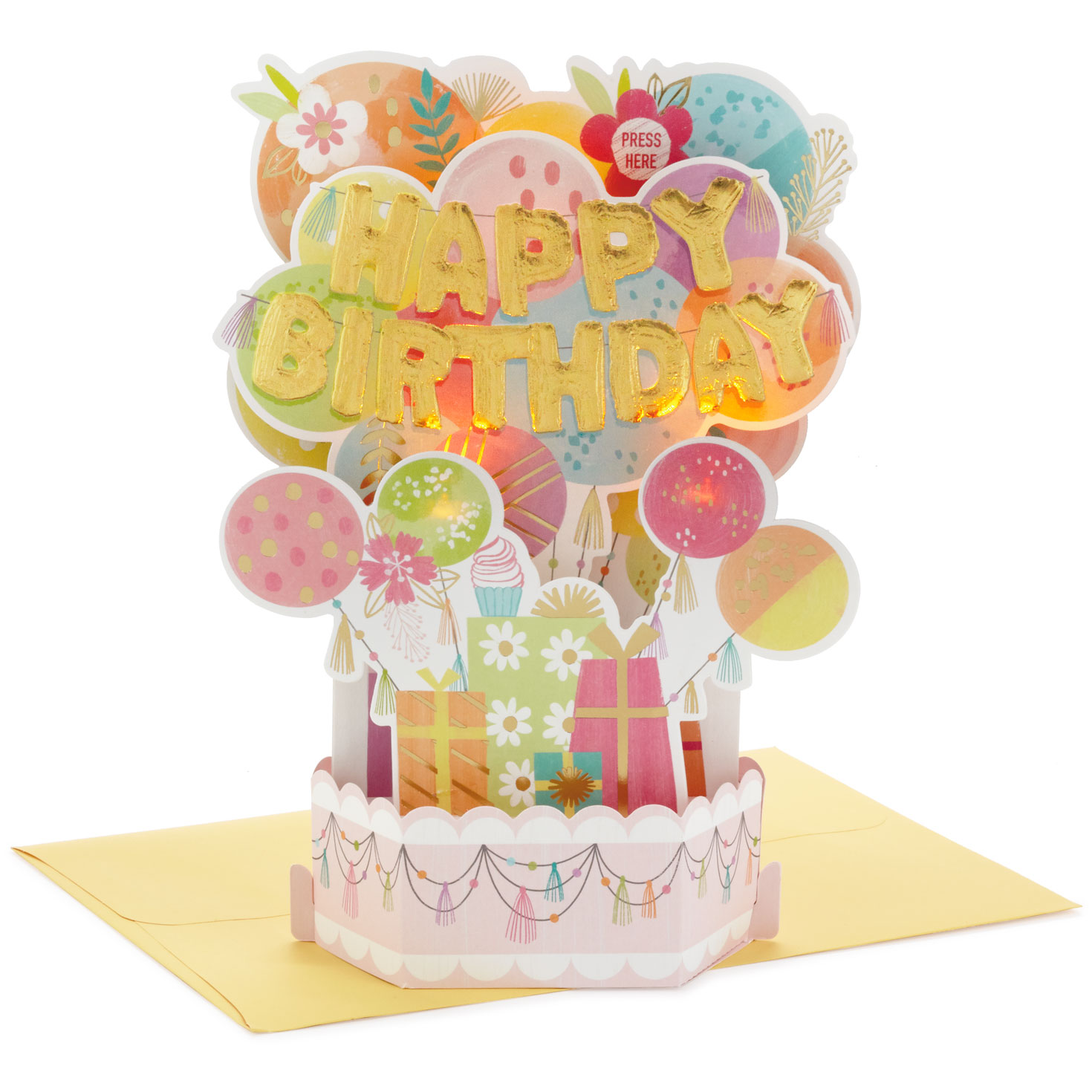 Balloons Musical 3D Pop-Up Birthday Card With Light, , large