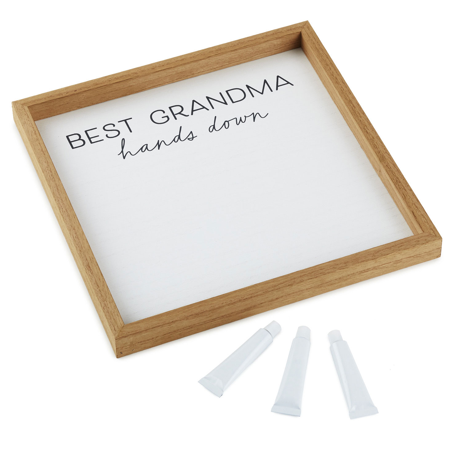 Best Grandma Hands Down Wood Sign Handprint Kit, , large