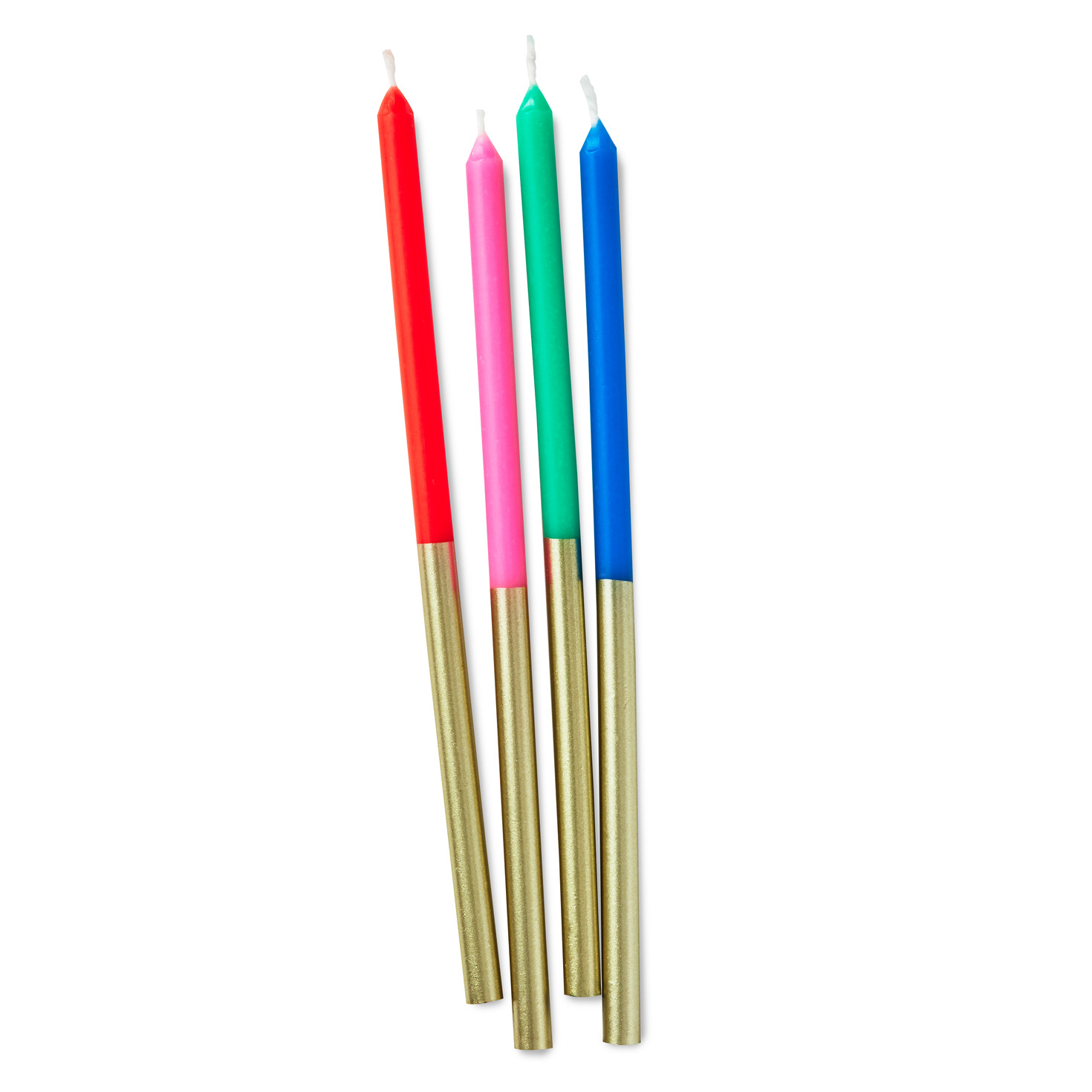 Multicolor and Gold Two-Tone Tall Birthday Candles, Set of 12, , large