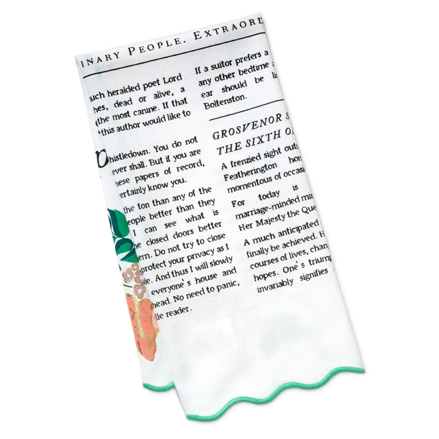 Bridgerton Lady Whistledown's Society Papers Tea Towel, 18x26, , large