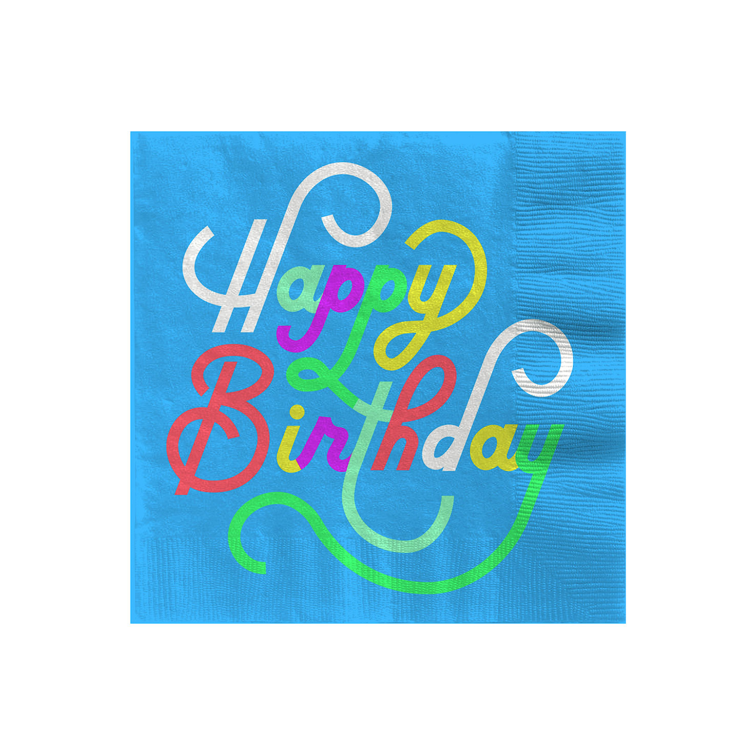 "Happy Birthday" on Blue Cocktail Napkins, Pack of 16, , large