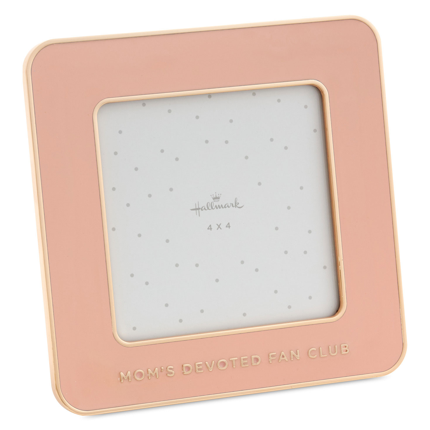 Mom's Fan Club Coral Enamel 4x4 Picture Frame front