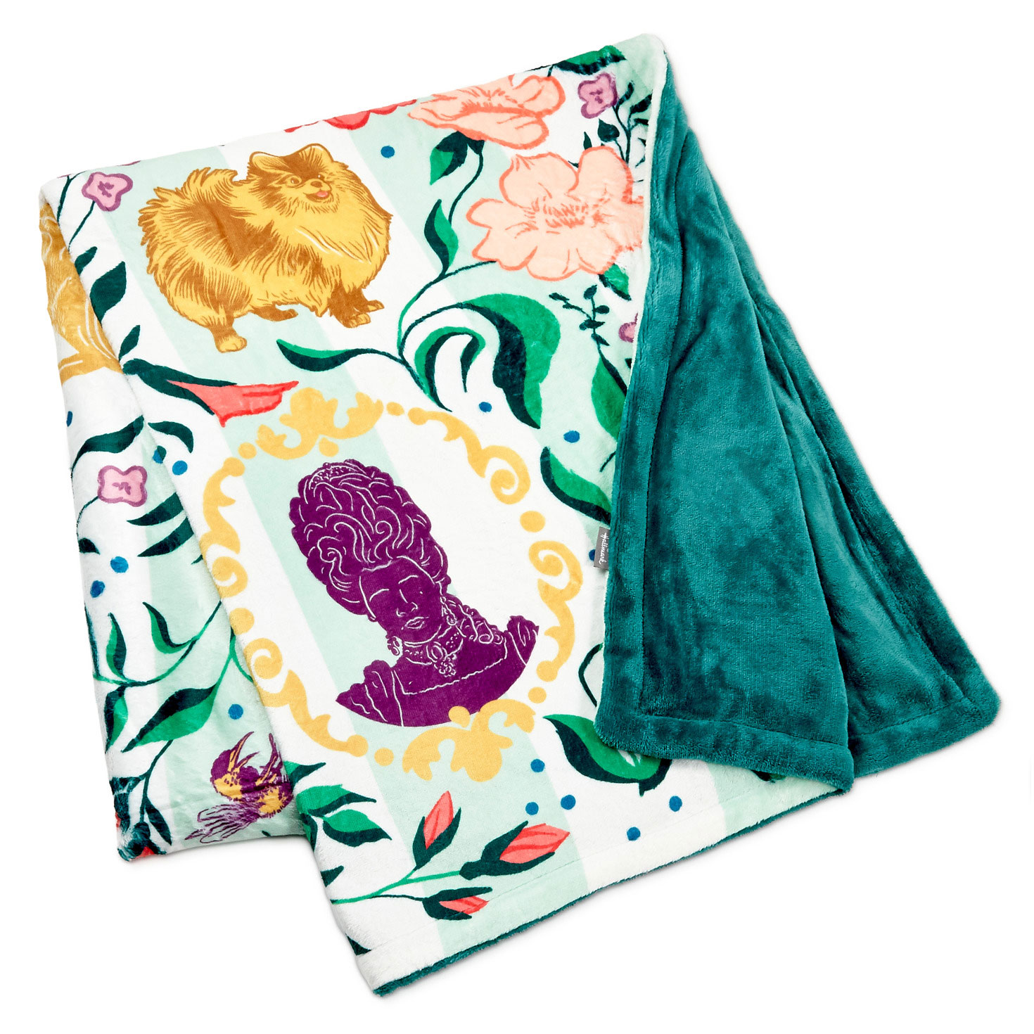 Bridgerton Cameos on Floral Fleece Blanket Folded