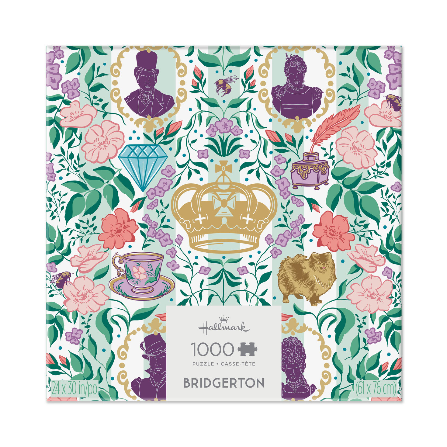 Bridgerton Ton Silhouettes on Floral 1000-Piece Jigsaw Puzzle, , large